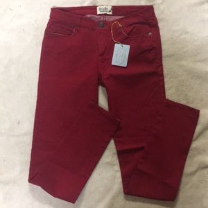 Ladies skinny jeans dark red